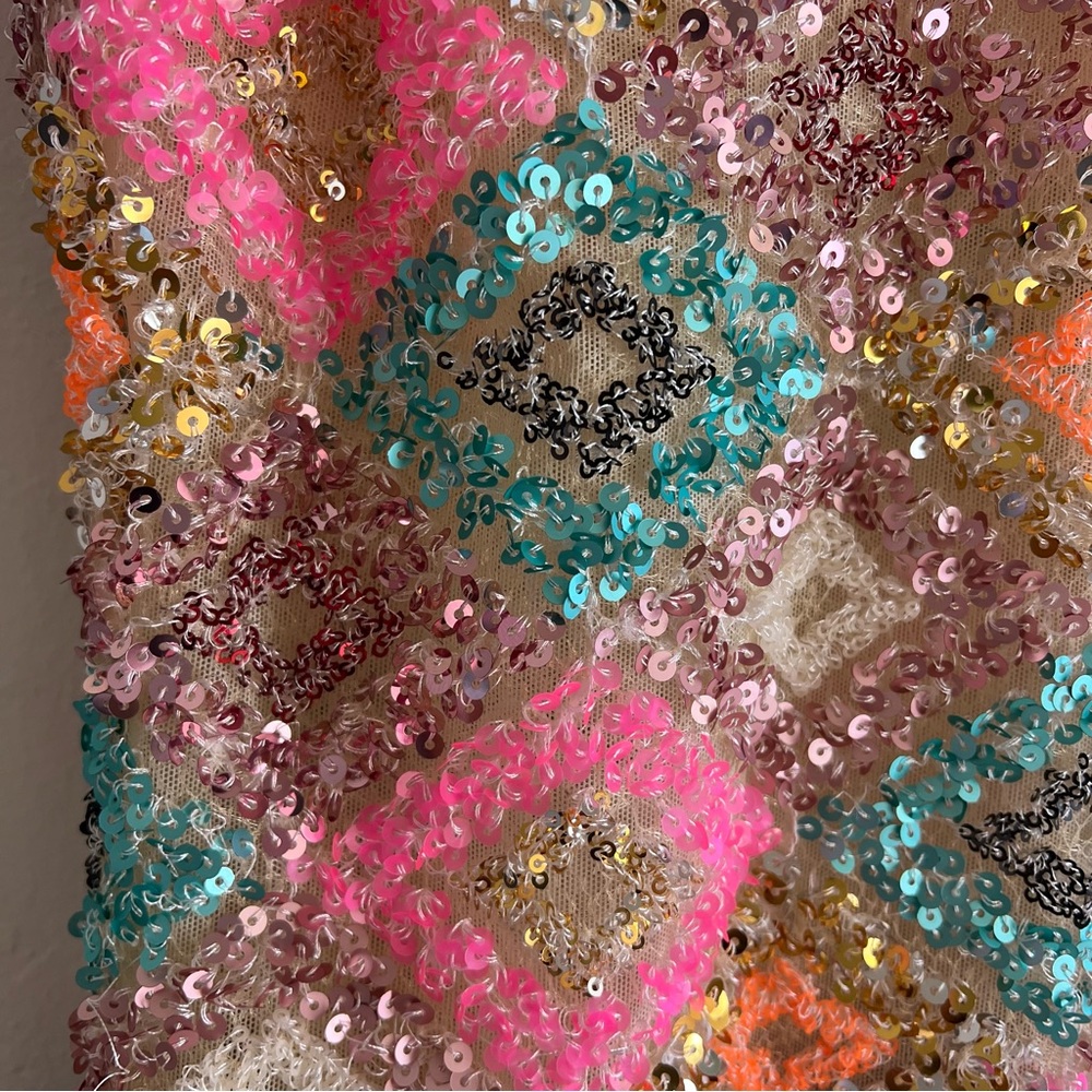 Rachel Comey Carissa Dress Colorful Sequin Mini V Neck Shift Party 2 - Picture 4 of 12